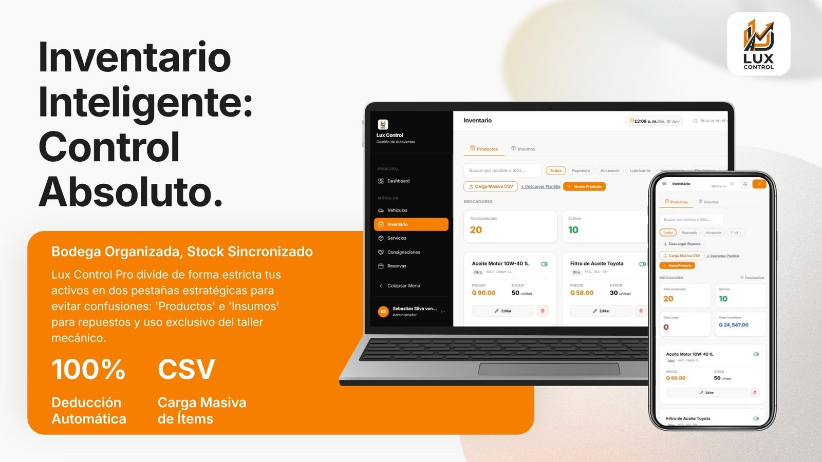 Lux Control ERP Dashboard